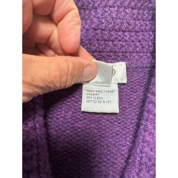 TALBOTS Women's Cardigan Sweater, Size Medium, 100% Wool;  Plum/Purple - Picture 8 of 9
